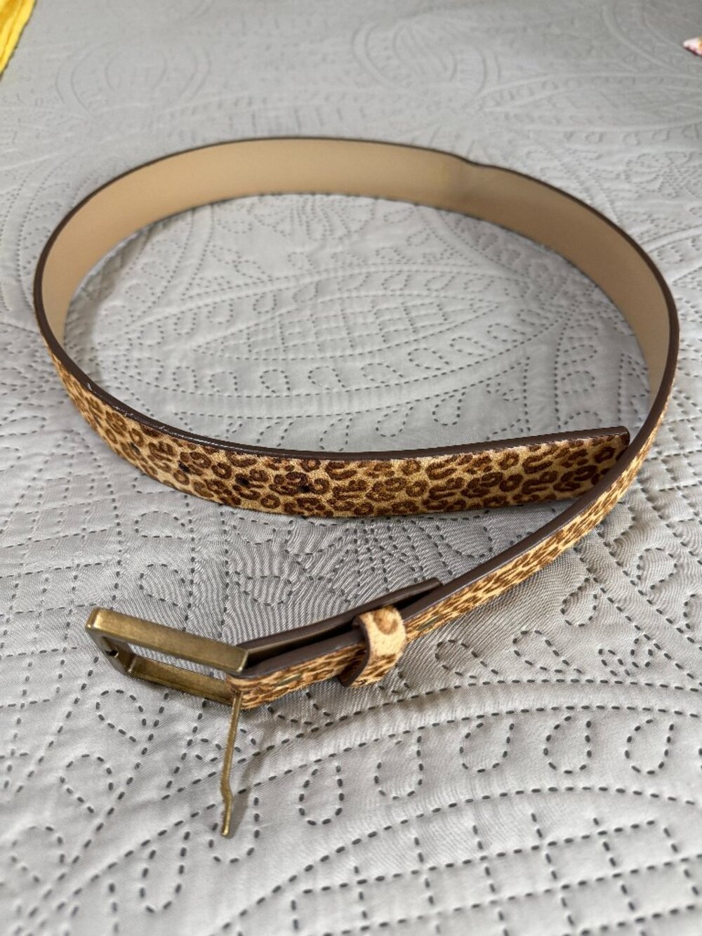 Pony hair leopard pattern belt Cabi, Large